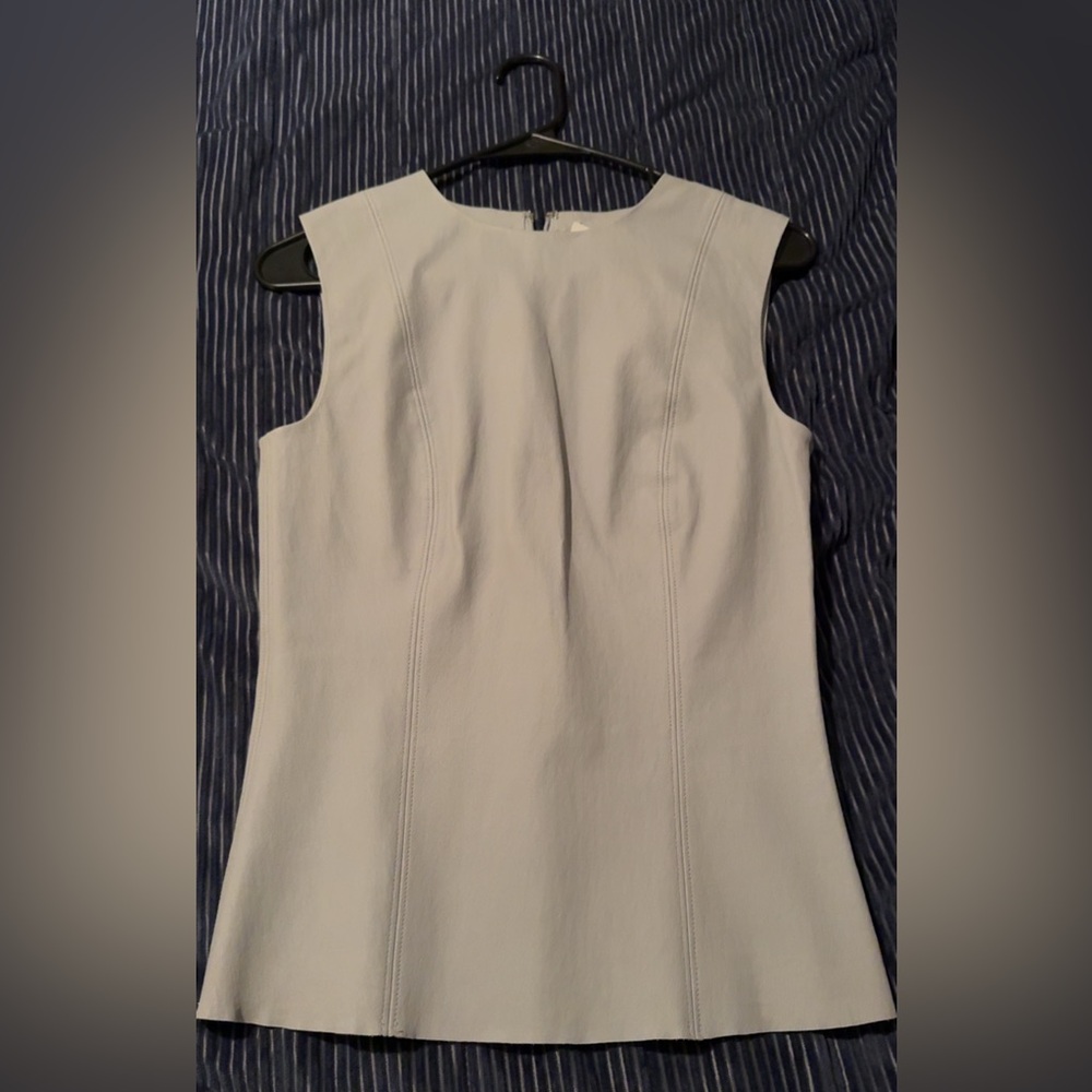Helmut Lang Imported Leather Light Gray Sleeveless Top Blouse w/ Back Zipper
